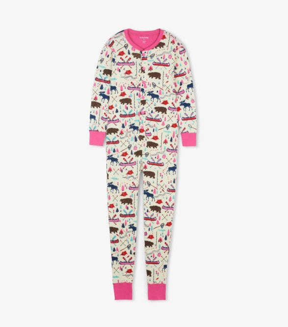 Round Neck with Button Printed Christmas Matching Family Pajamas Set