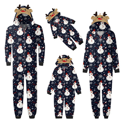 Snowman and Snowflake Jumpsuit with hoodie Matching family Christmas Pajama Set