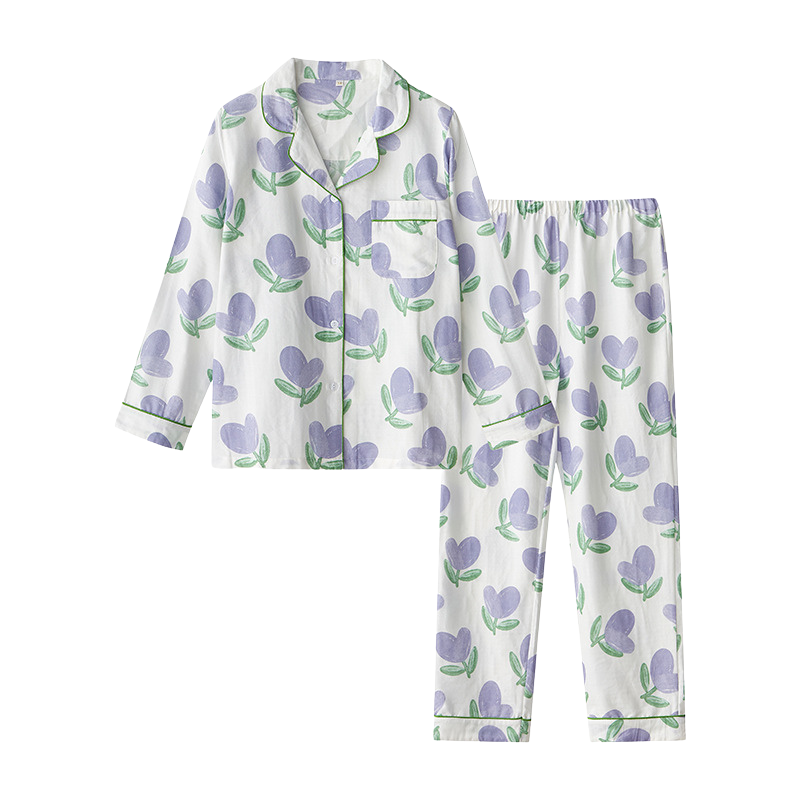 Purple Tulip Printed Pajamas Set