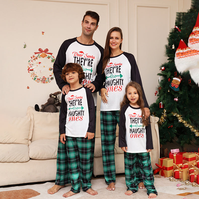 Naughty Santa Blue Plaid Family Pajamas