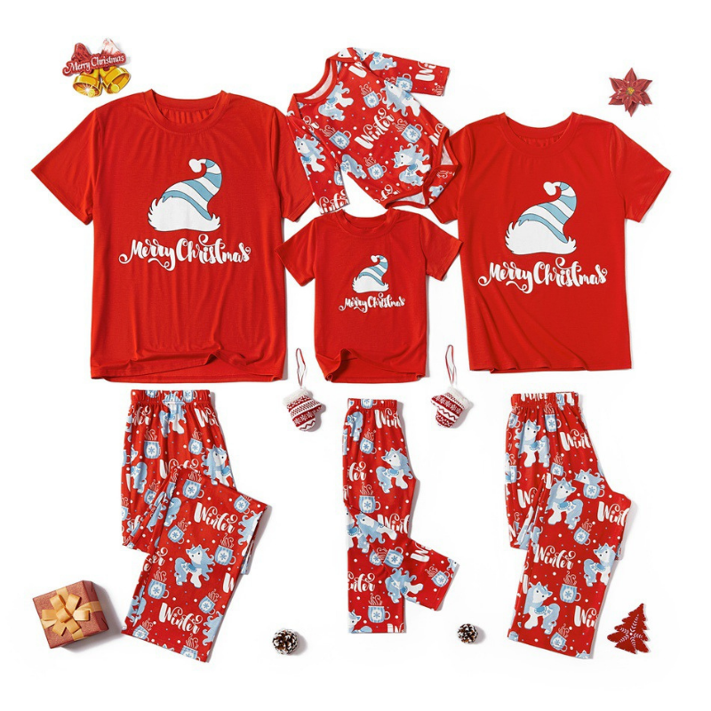 Christmas Hat Printed Family Pajama Set