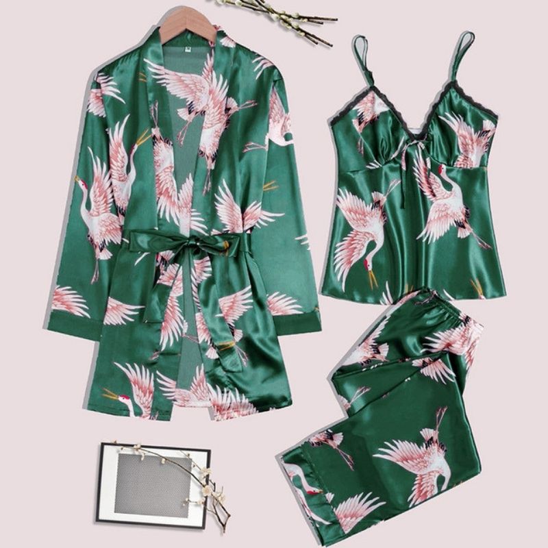 Green Flamingo 3 Piece Pajamas Set