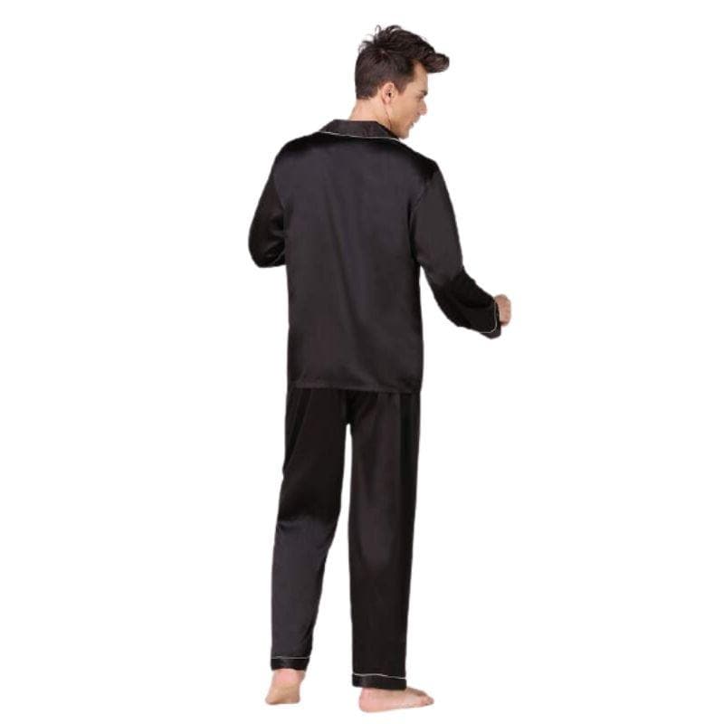 Men Long Sleeve Silk Pajama Set