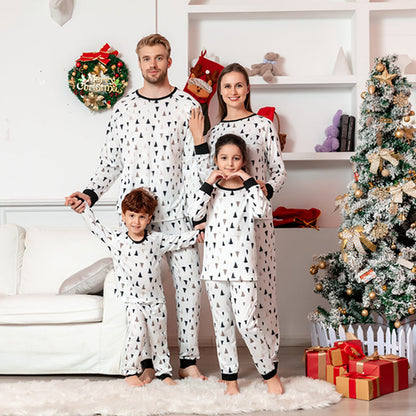 White O Neck Matching Family Christmas Pajamas Set