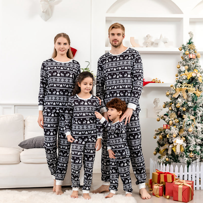 Black and White Christmas Pring Matching Family Pajama Set