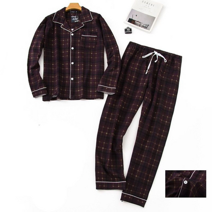 Plaid Cotton long Sleeve Pajamas Set