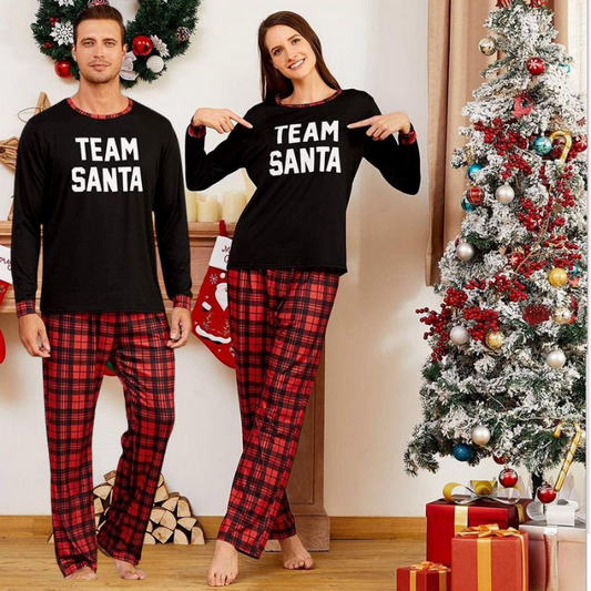 Team Santa Printed Pajama Set for Couple