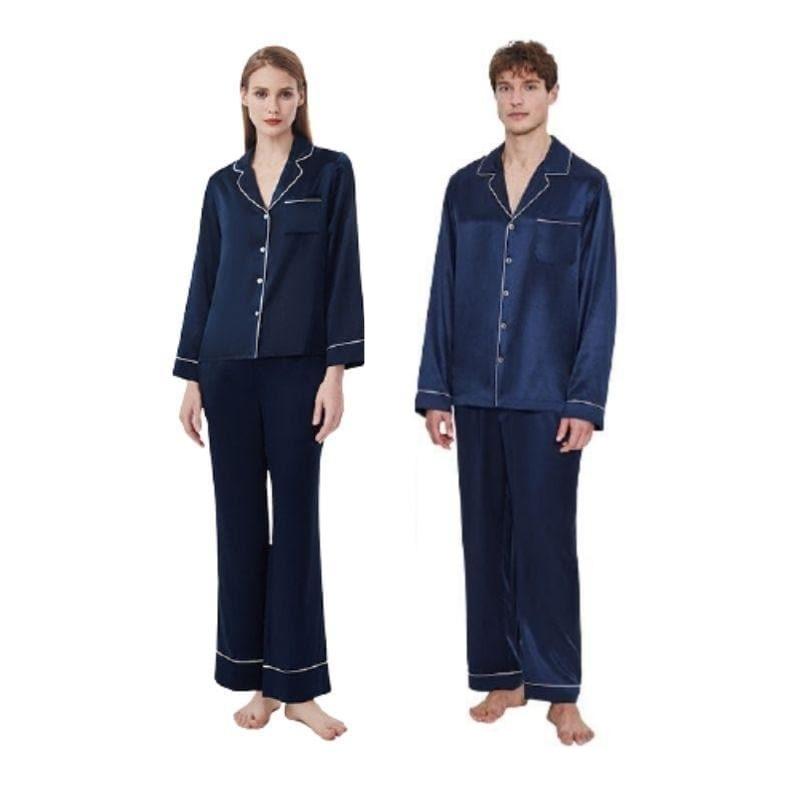 Long Sleeve Silk Couple Matching Pajamas