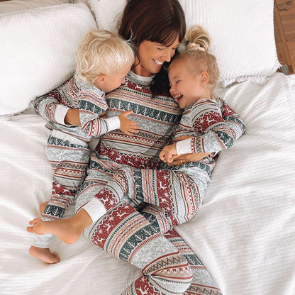 Round Neck Elegant Matching Christmas Pajamas Set